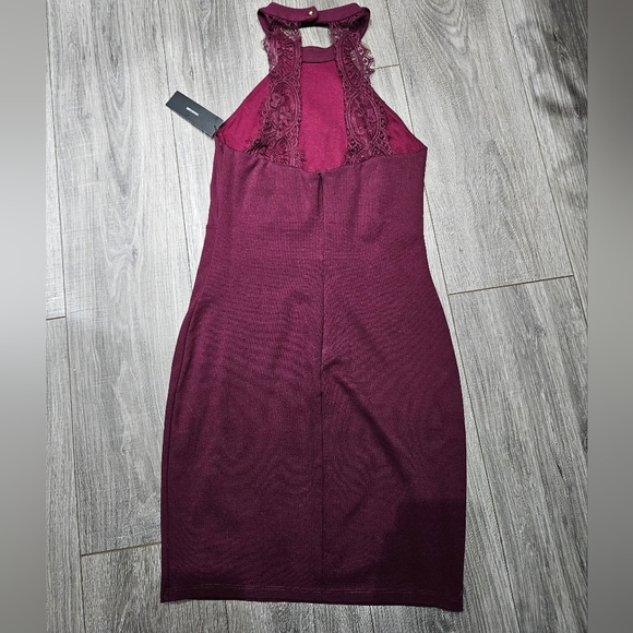 Lulu’s Endlessly Alluring Plum Purple Lace Open Back Bodycon Dress size M new - Picture 4 of 10